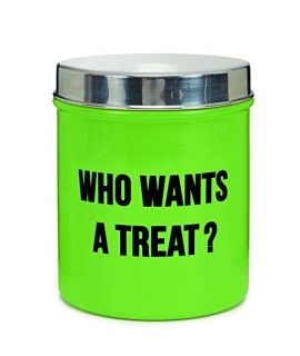 Proselect Chitchat Stainless Dog Treat Canister - Green